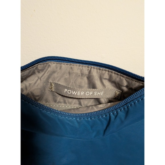 Athleta Women Blue All About Crossbody Bag Crescent Nylon Zip One Size - Picture 8 of 11